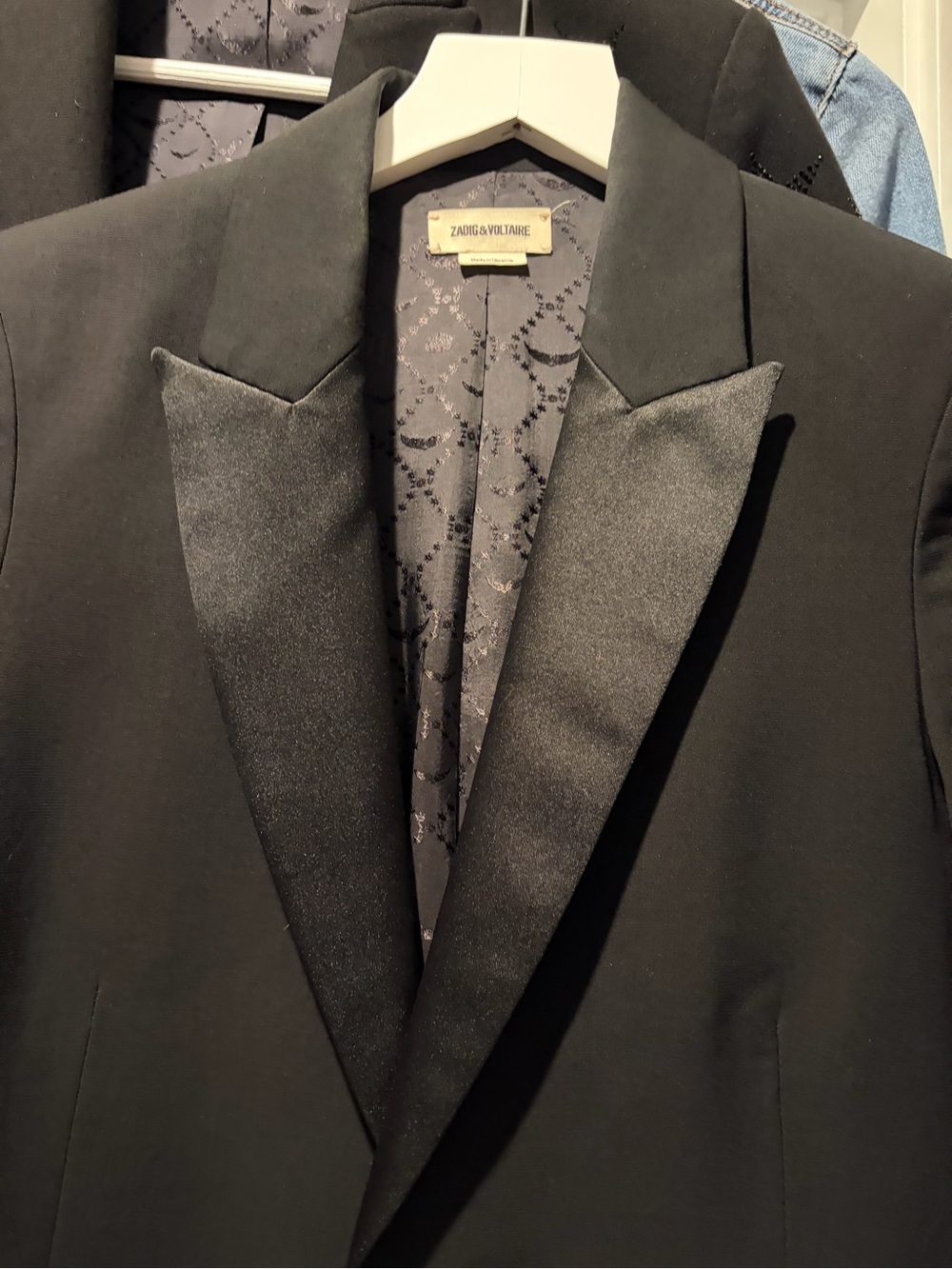 Zadig & Voltaire Black Satin Peak Lapel Blazer